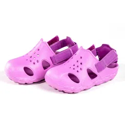 Elves the Shoemakers Perforated Velcro Closure Solid Clogs - Pink-picture-12