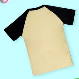 Kiddopanti Half Raglan Sleeves Beach Theme Printed Swimming Tee - Light Yellow & Black image 3