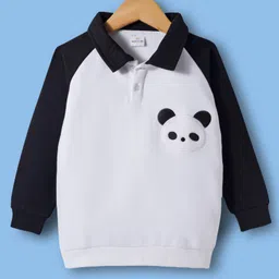 Mark & Mia Knit Full Raglan Sleeves Fleece Winter Wear T-Shirt & Lounge Pant Set With Animal Badge & Applique - Black image 2