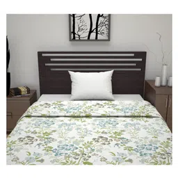 Divine Casa Cotton Lily Birch All Season Reversible Dohar Single Bed Size AC Blanket - Green image 3