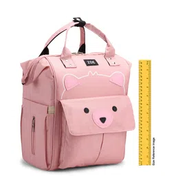 Zoe Multistorage Bear Printed Travel Friendly Diaper Backpack- Pink image 3
