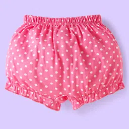 Babyhug 100% Cotton Bloomer with Floral & Polka Dot Print Pack of 3 - Lavender Pink & Yellow image 3