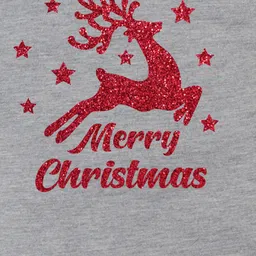 FFlirtygo Christmas Theme Cotton Half Sleeves Merry Christmas Printed T-Shirt - Grey image 4