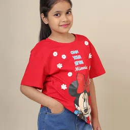 Kidsville Cotton Mickey & Friends Featuring Half Sleeves Minnie Mouse Printed Tee - Red image 4