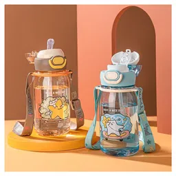 Sanjary Cartoon Kids Student Plastic Straw Cup with Strap 680ml Water Bottle Kids Drinking Cups with Straw colordesign may vary image 3