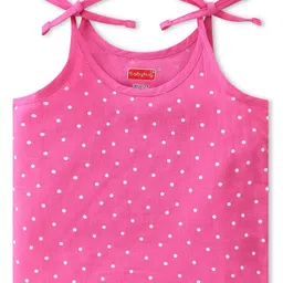 Babyhug 100% Cotton Poplin Woven Sleeveless Tie Knot Jhabla Floral & Polka Dot Print Pack of 3 - Yellow & Pink image 4