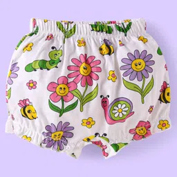 Babyhug 100% Cotton Bloomer with Floral & Polka Dot Print Pack of 3 - Lavender Pink & Yellow image 4