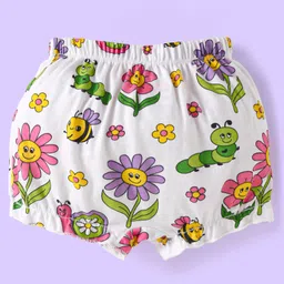 Babyhug 100% Cotton Bloomer with Floral & Polka Dot Print Pack of 3 - Lavender Pink & Yellow image 5
