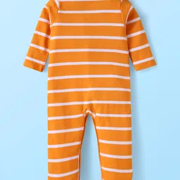 Babyhug Disney Interlock Knit Full Sleeves Footed Sleepsuits With Mickey Mouse Graphics Pack Of 2 - White & Mustard image 5