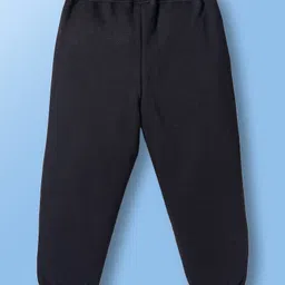 Mark & Mia Knit Full Raglan Sleeves Fleece Winter Wear T-Shirt & Lounge Pant Set With Animal Badge & Applique - Black image 5