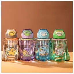Sanjary Cartoon Kids Student Plastic Straw Cup with Strap 680ml Water Bottle Kids Drinking Cups with Straw colordesign may vary image 5