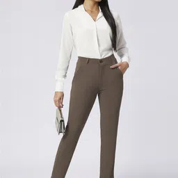 THE FAB FACTORY Women Regular Fit Mid-Rise Trousers image 4