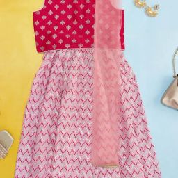 YU by Pantaloons Kids Pink & Lilac Printed Lehenga Cholis-picture-27