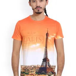 Wear Your Mind Men Orange Printed Round Neck T-shirt-picture-19