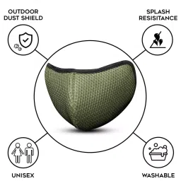 Oriley ORSM32 Air Mesh 3 Layer Face Mask with Adjustable Headband Mehandi (Pack of 5 Pcs) image 4