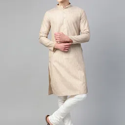 Manthan Men Beige Woven Design Mandarin Collar kurta-picture-29