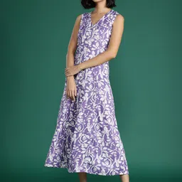 DressBerry Floral Print Pure Cotton A-Line Midi Dress-picture-38