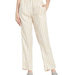 METTLE White & Beige Cotton Striped Trackpants-picture-46