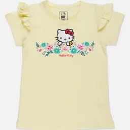 Kidsville Kids Light Yellow Kitty Print T-Shirt-picture-27