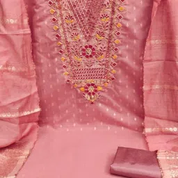 BlissFlair Art Silk Unstitched Dress Material image 4