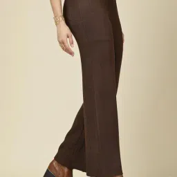 Mafadeny Brown Relaxed Fit Self Design Palazzo image 3