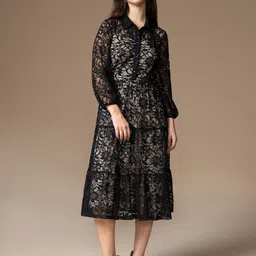 Kazo Floral Self Design Fit & Flare Midi Dress-picture-18