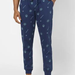 Ajile by Pantaloons Navy Cotton Slim Fit Printed Nightwear Joggers-picture-43