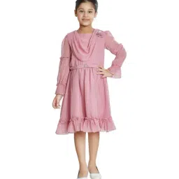 Peppermint Kids Pink Applique Full Sleeves Dress-image-58