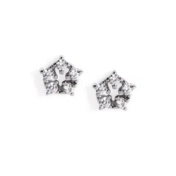 Luxevogue 92.5 Silver Rhodium Plated Geometric Shaped Cubic Zirconia Studs Earrings-picture-14