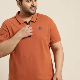 Sztori Men Plus Size Rust Orange Polo Collar Pure Cotton T-shirt-picture-24