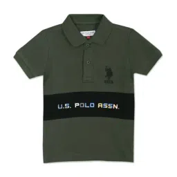 U.S. Polo Assn. Kids Green Cotton Printed Polo T-Shirt-picture-43