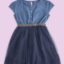 Pantaloons Junior Kids Blue Cotton Regular Fit Dress-picture-28