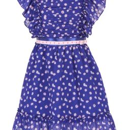 Cutecumber Kids Royal Blue Floral Print Dress-picture-40