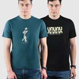 Louis Stitch Black & Green Cotton Regular Fit Graphic T-Shirt - Pack of 2-picture-32