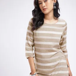 Anouk Rustic Striped Straight Kurta image 1