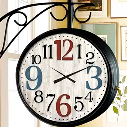 Nutts Black & White Double Sided Analogue Vintage Wall Clock image 2