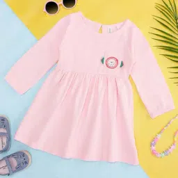 Pantaloons Baby Pink Cotton Printed Full Sleeves Dress-image-56
