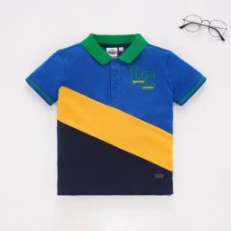 Ed-a-Mamma Kids Multicolor Color Block Polo T-Shirt-picture-2