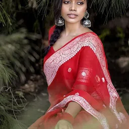 AMRUTKALA SAREES Woven Design Zari Silk Blend Banarasi Saree image 5