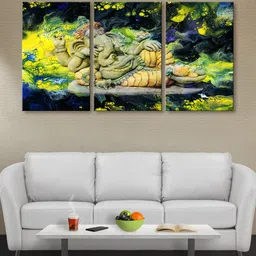 999Store Multicoloured Set of 3 Lord Ganesha Canvas Wall Art-picture-21