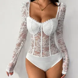 KPOP Self Design Sweetheart Neck Bodysuit-picture-36