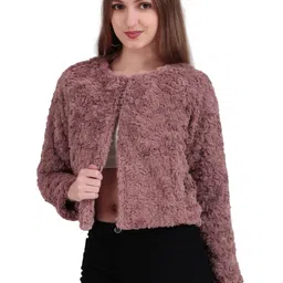 The Roadster Lifestyle Co Collarless Fur Winter Crop Jacket-picture-28