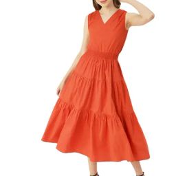 Moomaya Rust Regular Fit Midi Dress-picture-23