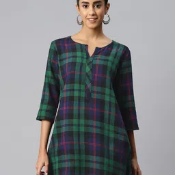 One Femme Checked Pure Cotton Kurti-picture-29