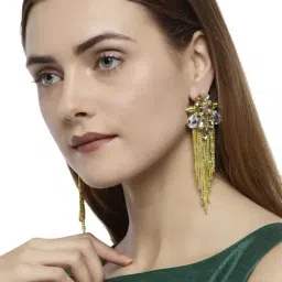 Zaveri Pearls Clear & Golden Alloy Dangler Earrings-picture-45