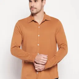 CLUB YORK Men Khaki Solid Collar Shirt-image-37