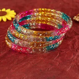 NMII Set Of 8 Crystals Studded Bangles-picture-22