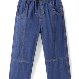 Babyhug Denim Full Length Solid Colour Washed Jeans with Stretch  Cut & Sew Design - Blue-picture-25