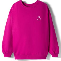 kookie kids india Kookie Kids Terry Knit Full Sleeves Sweatshirt With Smiley Print & Rib - Dark Pink-picture-6