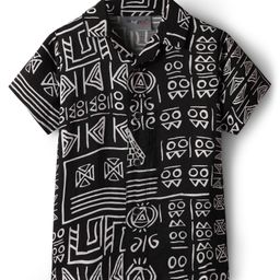 Dapper Dudes Half Sleeves Abstract Printed Shirt - Black-picture-26